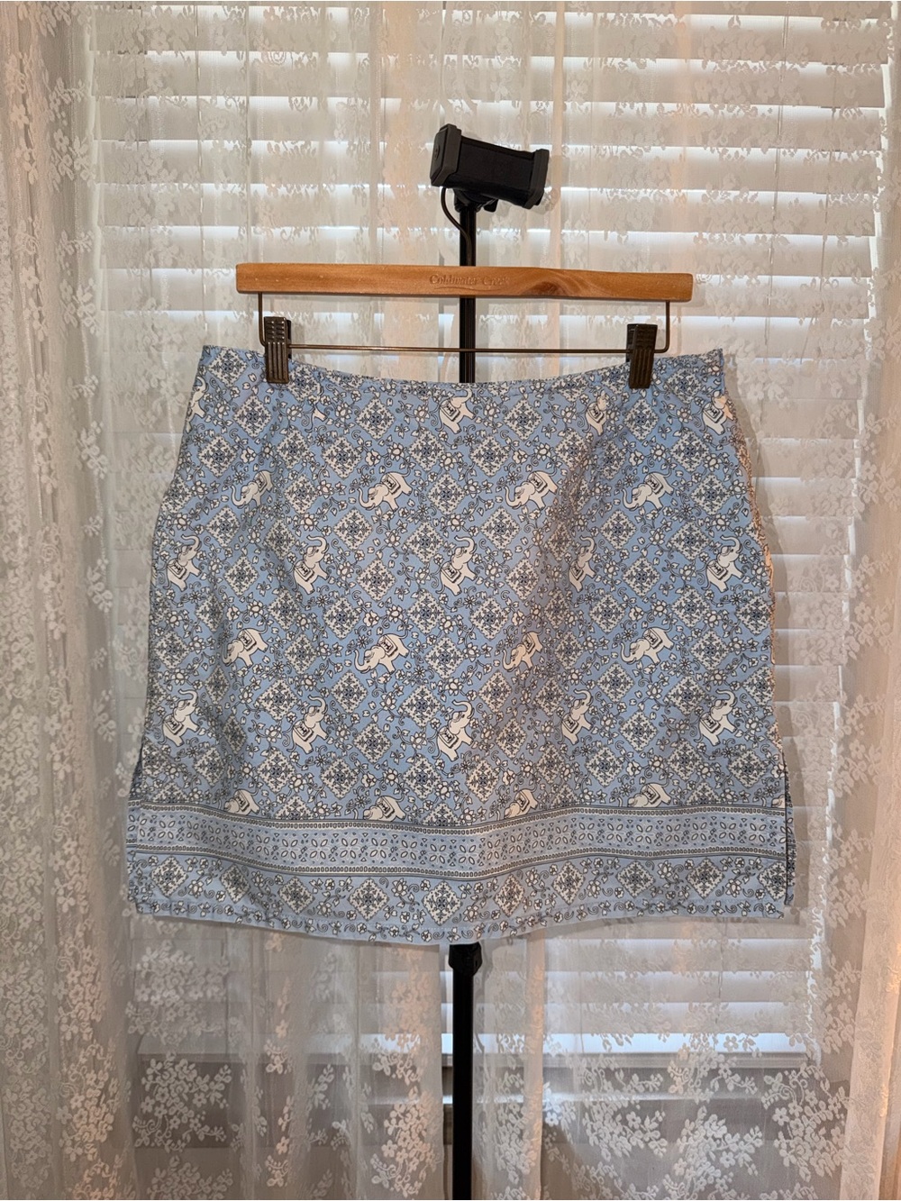 Liz Claiborne Light Blue Printed Mini Skirt